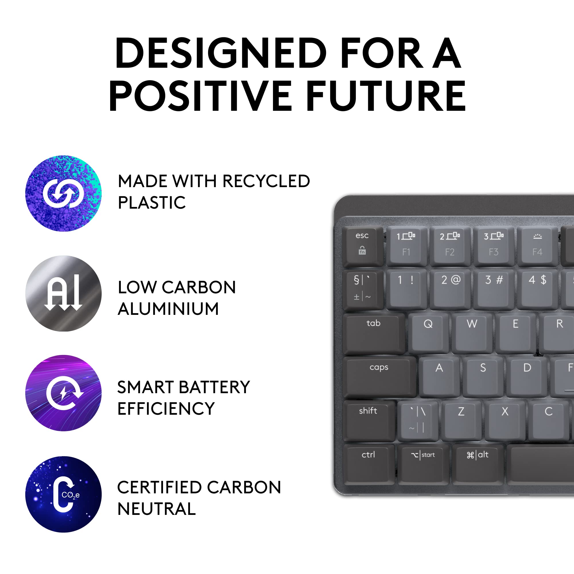 Logitech Mx Mechanical Mini Wireless Illuminated Keyboard, Clicky Switches, Backlit, Bluetooth, Usb C, Macos, Windows, Linux, Io